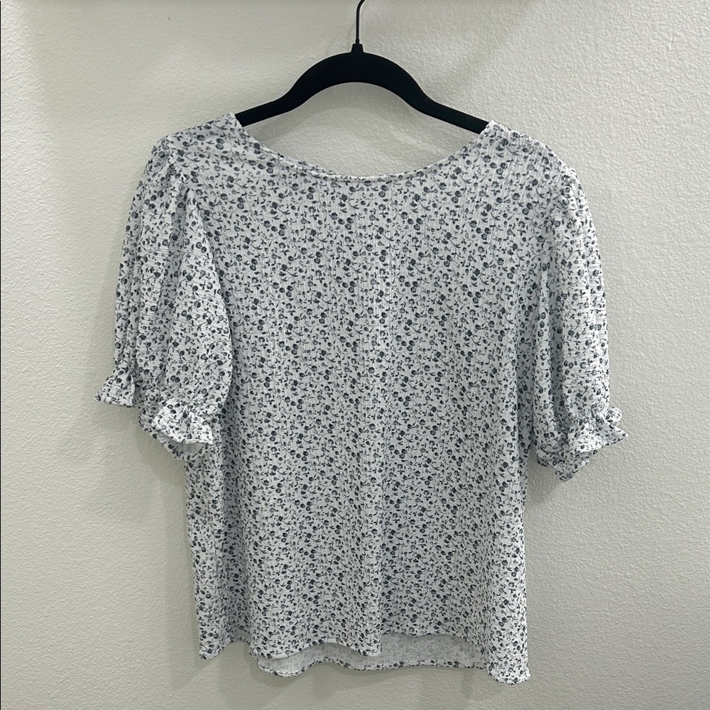 Floral Print Women's Top - White and Black